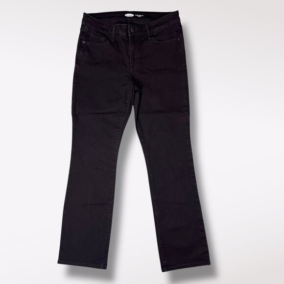 Old Navy Kicker Boot Cut Mid Rise Black Jeans Size 6 Short - Picture 1 of 6
